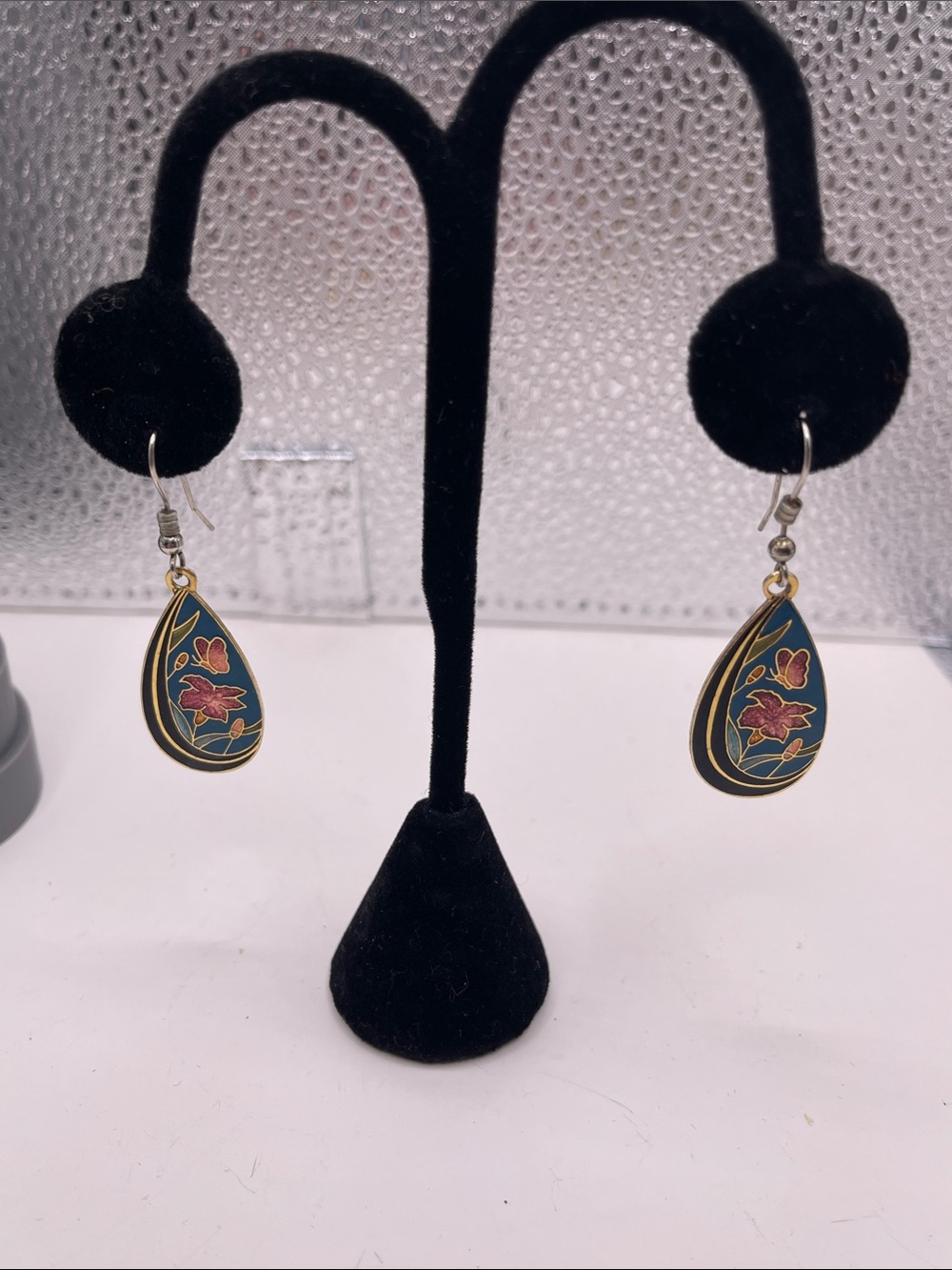 07.05.26-9 Teardrop Floral Drop Cloisonné Earrings